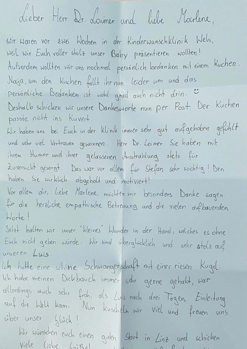 Brief von zufriedenen Kunden